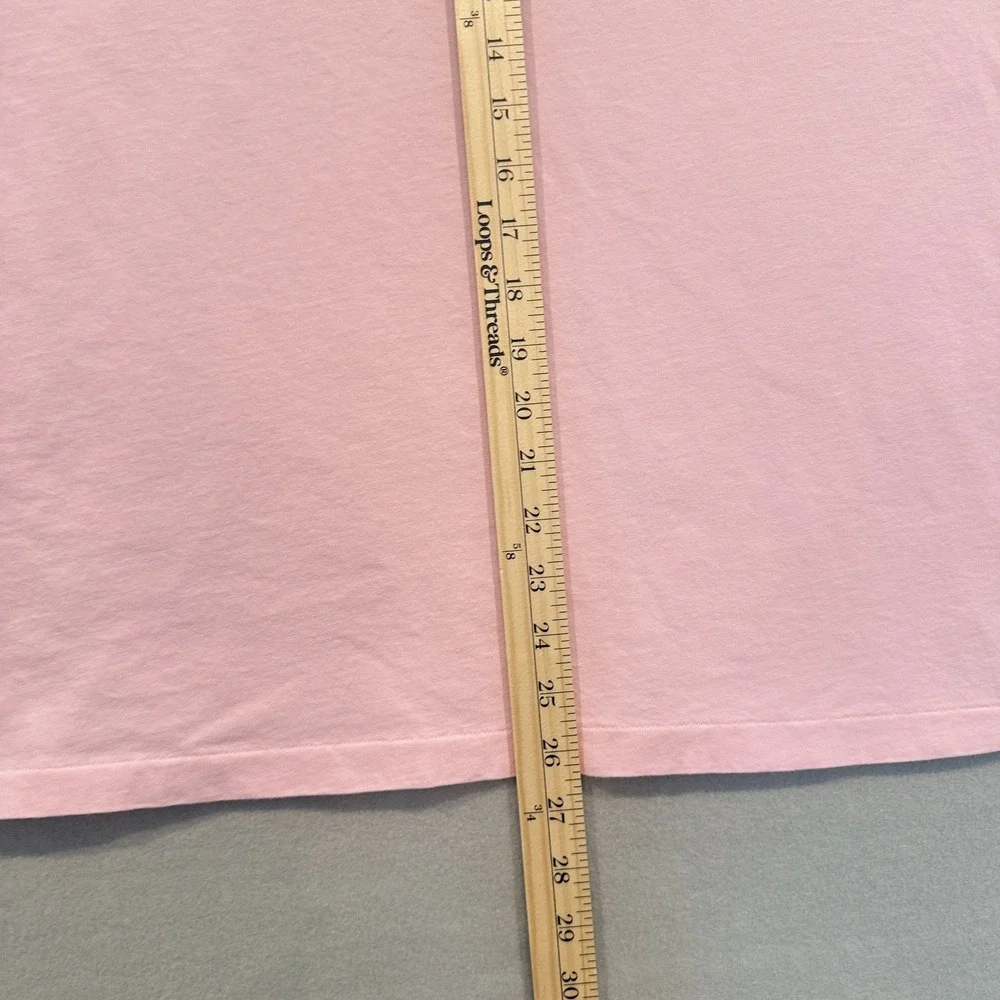 Polo Ralph Lauren Classic Fit Pink V-Neck Short Sleeve Cotton Navy Logo Tee M